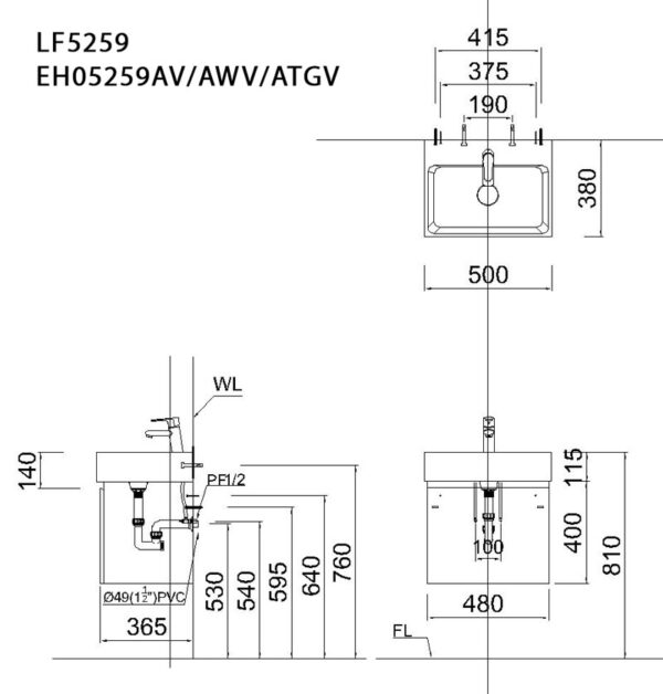 ban ve ki thuat tu chau lavabo caesar lf5259 eh05259atgv eh05259awv eh05259av