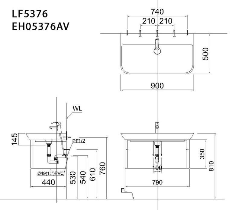 ban ve ki thuat tu chau lavabo caesar lf5376 eh05376av