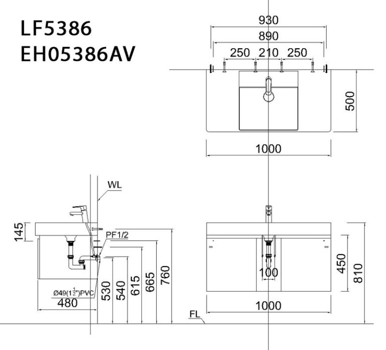 ban ve ki thuat tu chau lavabo caesar lf5386 eh05386av