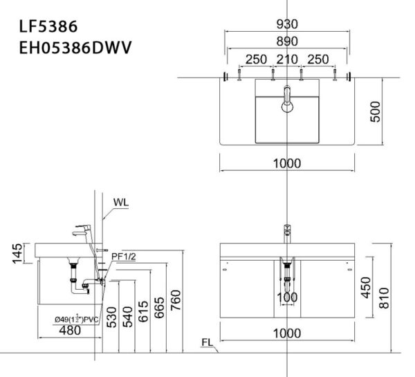 ban ve ki thuat tu chau lavabo caesar lf5386 eh05386dwv