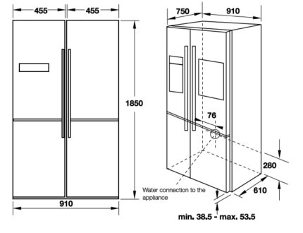 ban ve kich thuoc Tu lanh 4 canh HAFELE HF SBSIC 539.16.230