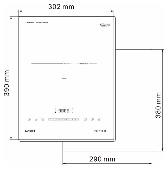ban ve kich thuoc bep tu don fandi fd 119 mi