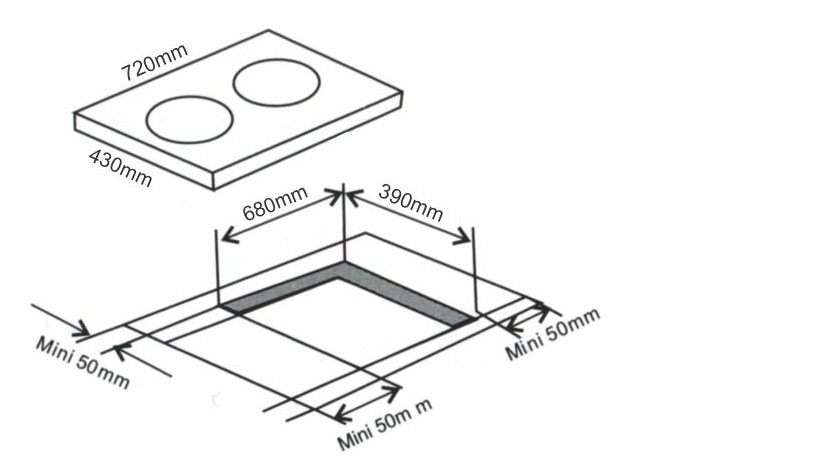 Bản vẽ kích thước Bếp từ kết hợp hồng ngoại đôi ARBER ABI339 AB-I339