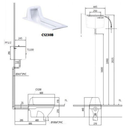 ban ve kich thuoc bon cau xom caesar c1230b chu nhat