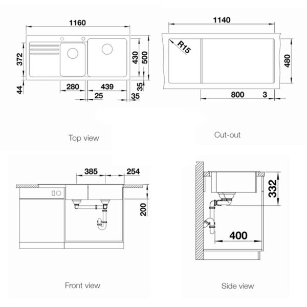 ban ve kich thuoc chau rua bat da blanco naya 8s rock grey