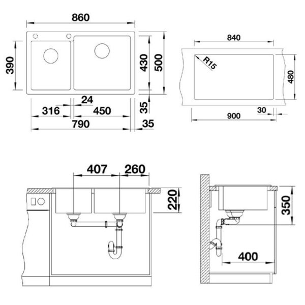 ban ve kich thuoc chau rua bat da blanco pleon 9 rock grey