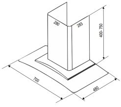 ban ve kich thuoc may hut mui bauer bc 70ec2 70cm kinh cong