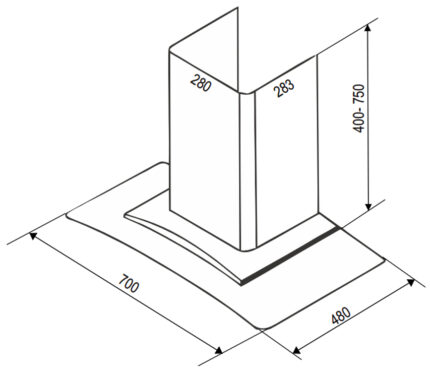 ban ve kich thuoc may hut mui bauer bc 70ec2 70cm kinh cong