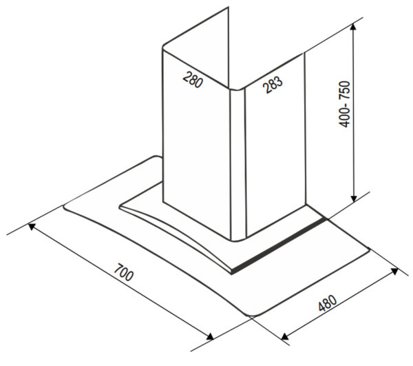ban ve kich thuoc may hut mui bauer bc 70ec2 70cm kinh cong
