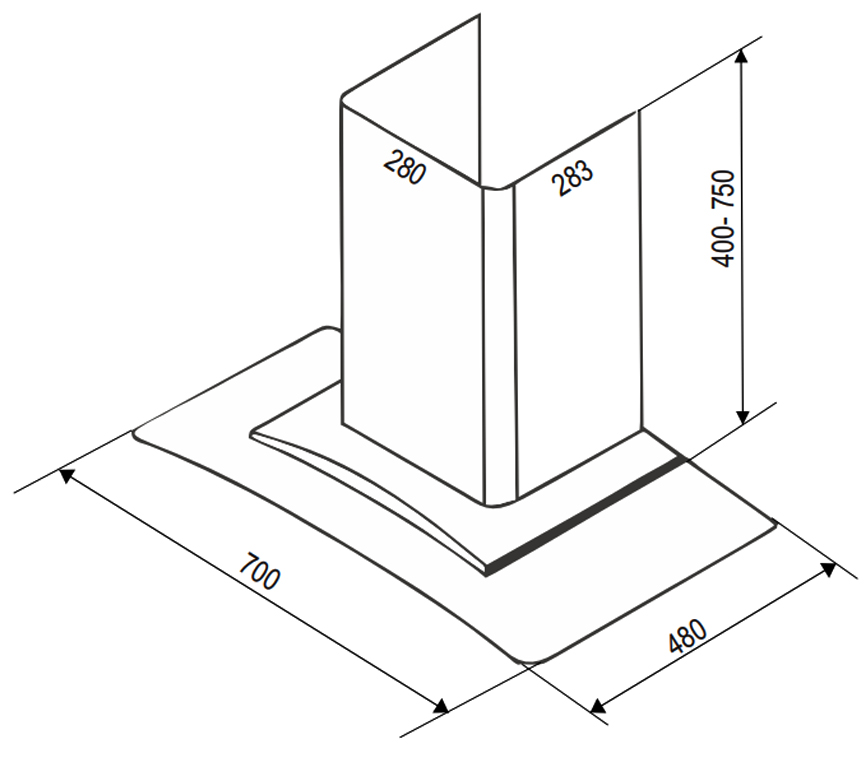 ban ve kich thuoc may hut mui bauer bc 70ec2 70cm kinh cong
