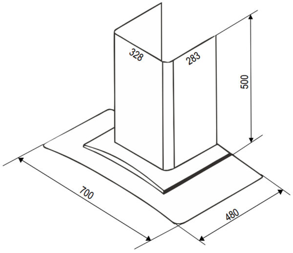 ban ve kich thuoc may hut mui bauer bc 70ec3 70cm kinh cong