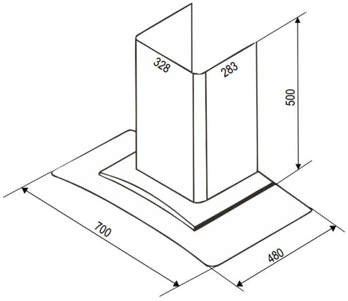 ban ve kich thuoc may hut mui bauer bc 70ec3 70cm kinh cong
