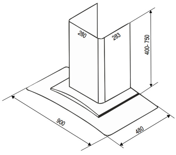 ban ve kich thuoc may hut mui bauer bc 90ec3 90cm kinh cong