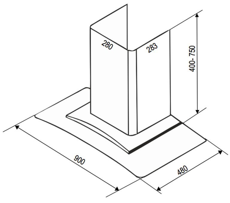 ban ve kich thuoc may hut mui bauer bc 90ec3 90cm kinh cong
