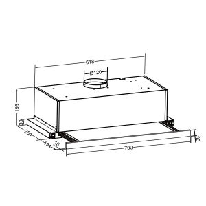 Bản vẽ kích thước Máy hút mùi EUROSUN EH-70AF85S 70cm âm tủ