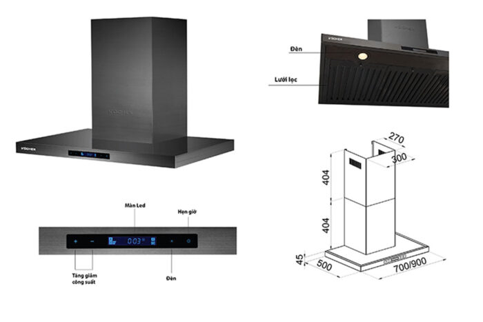 ban ve kich thuoc may hut mui kocher k 225mi 70cm 90cm chu t