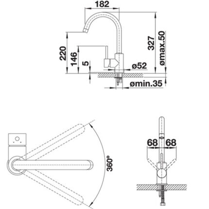 ban ve kich thuoc voi rua bat blanco mida anthracite