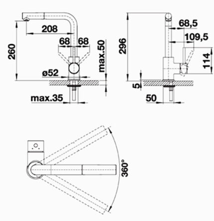 ban ve kich thuoc voi rua bat blanco mila s chrome rut day