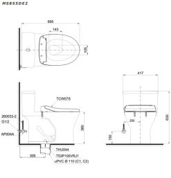 ban ve ky thuat ban cau toto ms855de2 nap co ecowasher