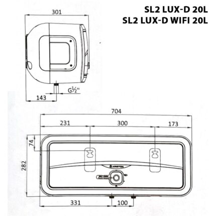 ban ve ky thuat binh nong lanh ariston sl2 lux d wifi 20 30 lit