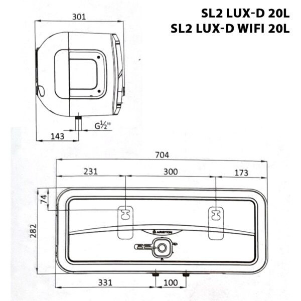 ban ve ky thuat binh nong lanh ariston sl2 lux d wifi 20 30 lit