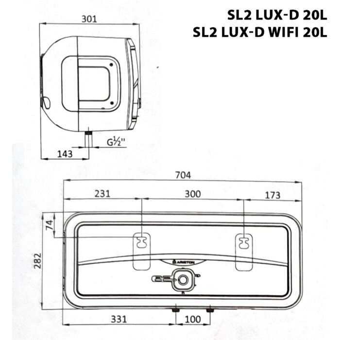 ban ve ky thuat binh nong lanh ariston sl2 lux d wifi 20 30 lit