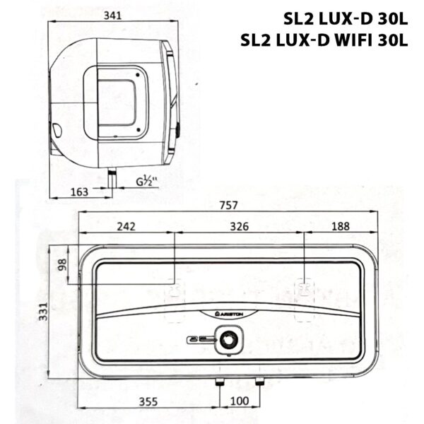 ban ve ky thuat binh nong lanh ariston sl2 lux d wifi 30 lit