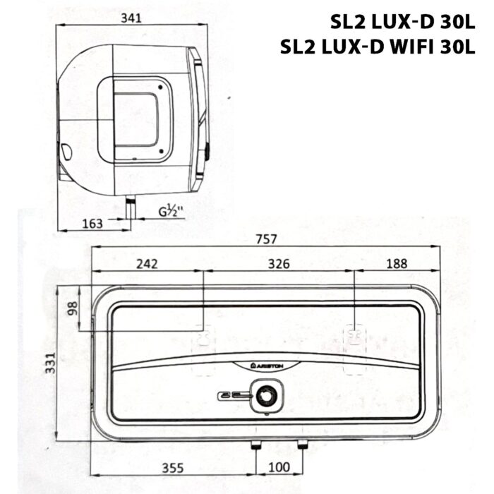 ban ve ky thuat binh nong lanh ariston sl2 lux d wifi 30 lit