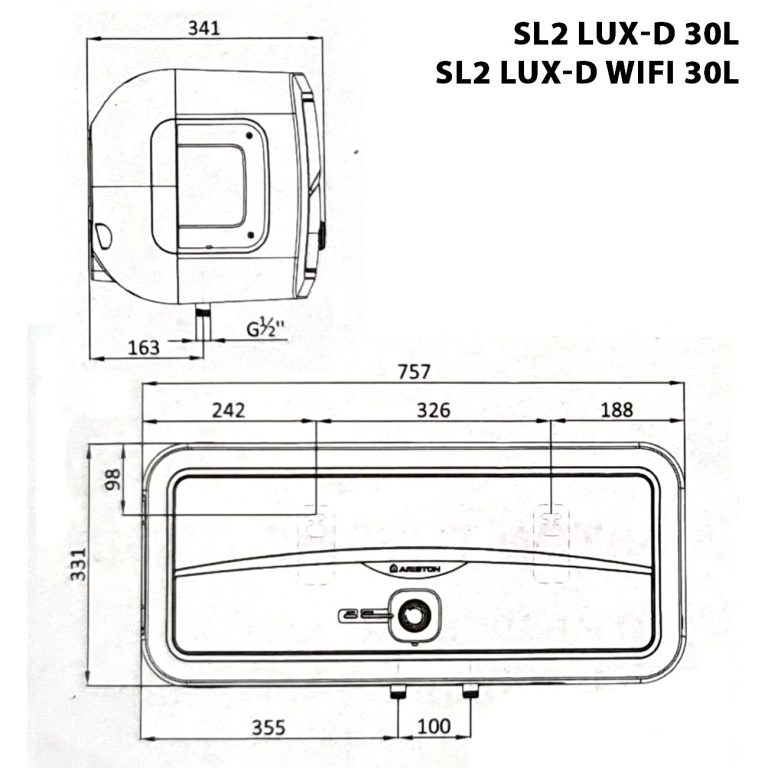 ban ve ky thuat binh nong lanh ariston sl2 lux d wifi 30 lit