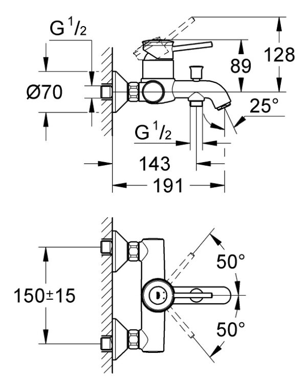ban ve ky thuat bo tron sen bon tam bauclassic grohe 32865000