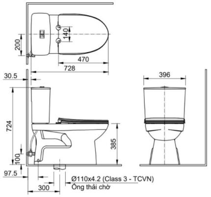 ban ve ky thuat bon cau 2 khoi inax ac 514van aqua ceramic 2