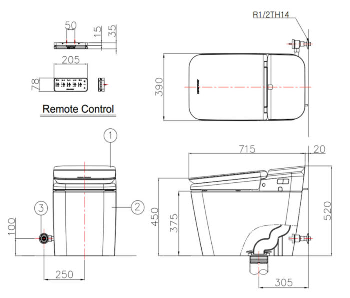 ban ve ky thuat bon cau thong minh american standard kp 8312 plat nap dien tu