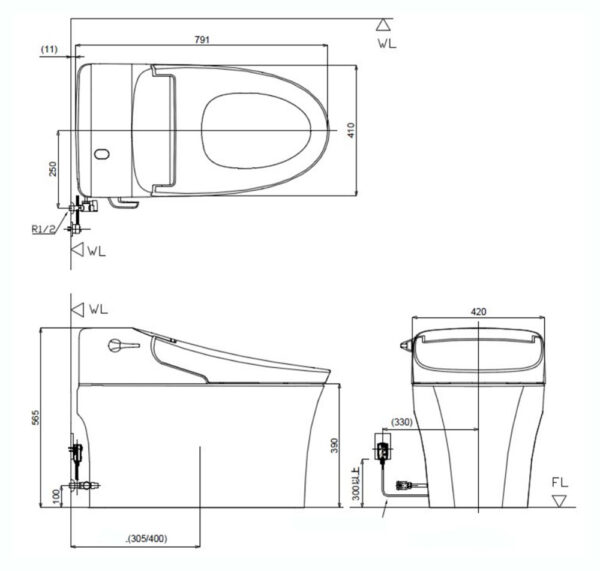 ban ve ky thuat bon cau thong minh american standard wp 5017 aerozen g2 nap dien tu