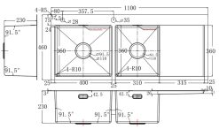 ban ve ky thuat chau rua bat inox bauer bs 110s bs110s duong ban 2 ho 1 ban