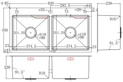 ban ve ky thuat chau rua bat inox bauer bs 8245hm bs8245hm duong ban 2 ho
