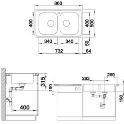ban ve ky thuat chau rua bat inox blanco dinas 8