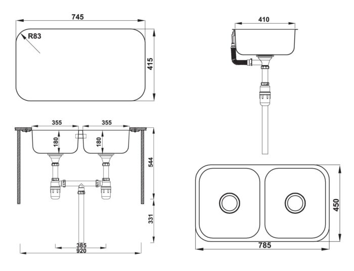ban ve ky thuat chau rua bat inox hafele hs20 ssn2r90s 56720506