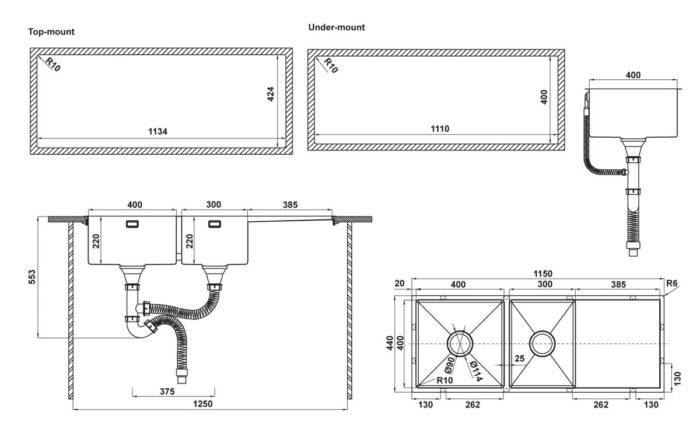 ban ve ky thuat chau rua bat inox hafele hs21 ssd2s90l 56794050