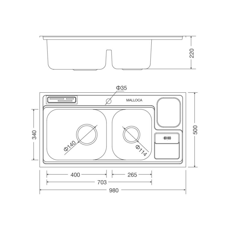 ban ve ky thuat chau rua bat inox malloca ms 8809