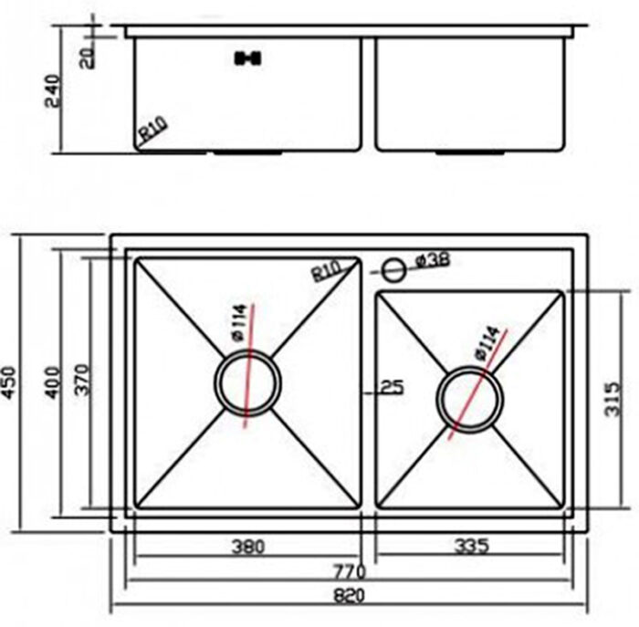 ban ve ky thuat chau rua bat inox roslerer rl04 688 nano lech duong ban 2 ho