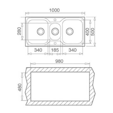 ban ve ky thuat chau rua bat inox teka classic 2 1 2b