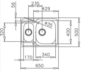 ban ve ky thuat chau rua bat inox teka universo 1 1 2b