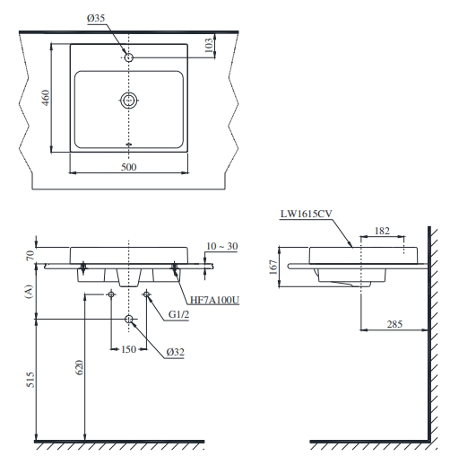 ban ve ky thuat chau rua lavabo toto lt1615c
