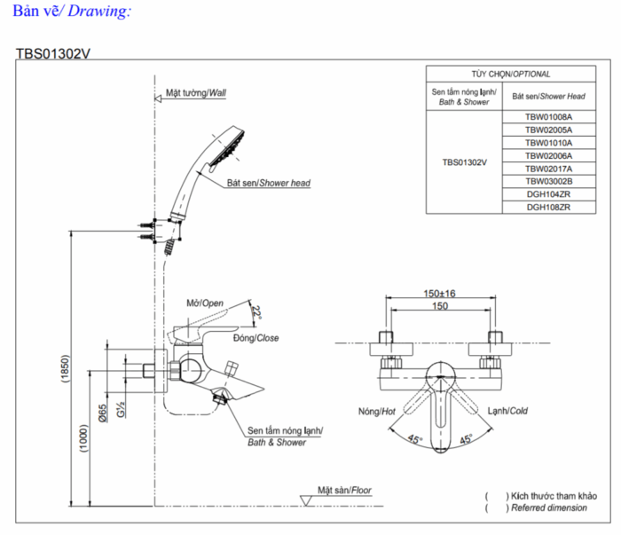 ban ve ky thuat cu sen tam nong lanh toto tbs01302v