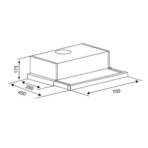 Bản vẽ kích thước Máy hút mùi CANZY CZ 7002G 70cm âm tủ
