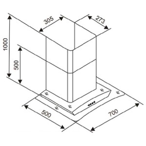 Bản vẽ kích thước Máy hút mùi CANZY CZ 70TS 70cm kính cong