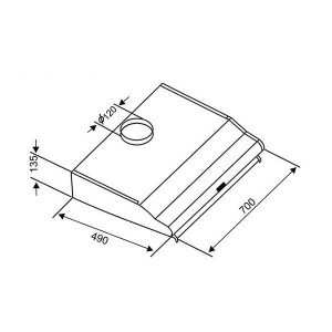 Bản vẽ kích thước Máy hút mùi CANZY CZ 70WY 70cm cổ điển