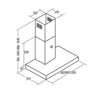 Bản Vẽ Kỹ Thuật Máy Hút Mùi Cata SELENE 600