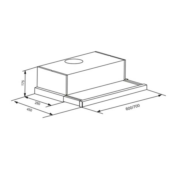 Bản vẽ kích thước Máy hút mùi FASTER SYP 7003 70cm âm tủ