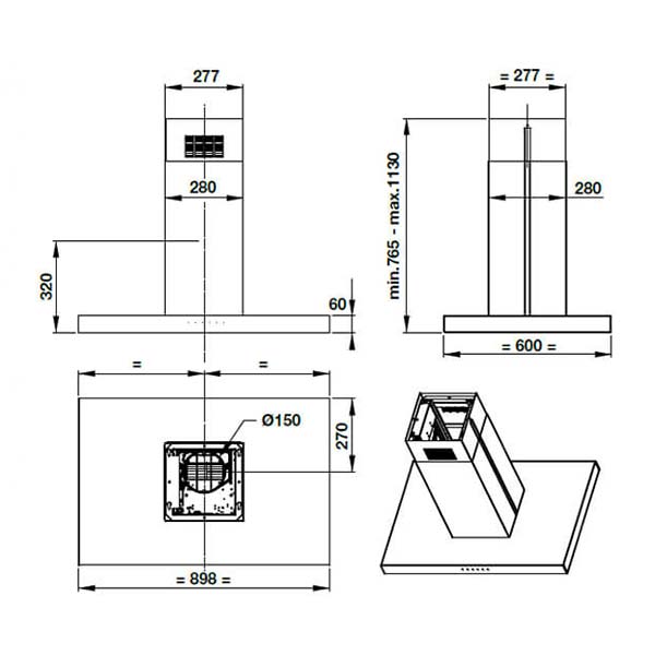 Máy hút mùi HAFELE HH-IS90A 539.81.715 90cm chữ T
